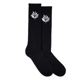 Magenta Plant Knee Socks - Black