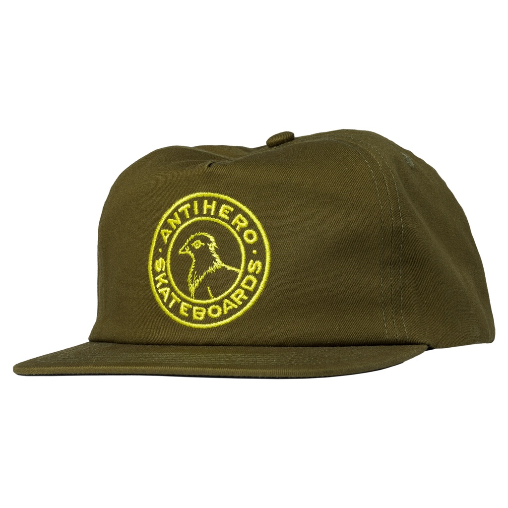 Antihero Basic Pigeon Snapback - Olive / Yellow