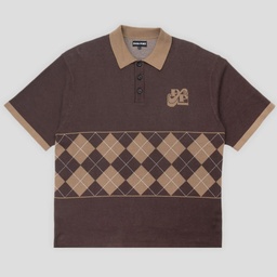 Pass-Port Tilde Stamp Knit Polo - Chocolate